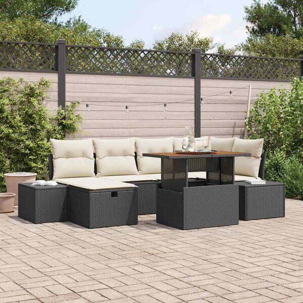 vidaXL Garten-Sofa-Set 7 pcs Schwarz Poly-Rattan