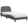 vidaXL Bett mit Matratze Zadar Grau 90x190 cm Kunstleder