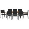 vidaXL Garten Essgruppe 9 pcs Schwarz Poly-Rattan
