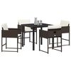 vidaXL Garten Essgruppe mit Kissen 5 pcs Braun Poly-Rattan