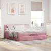 vidaXL Ottomane Bett mit Matratze & LEDs Rosa 180x200 cm Samt