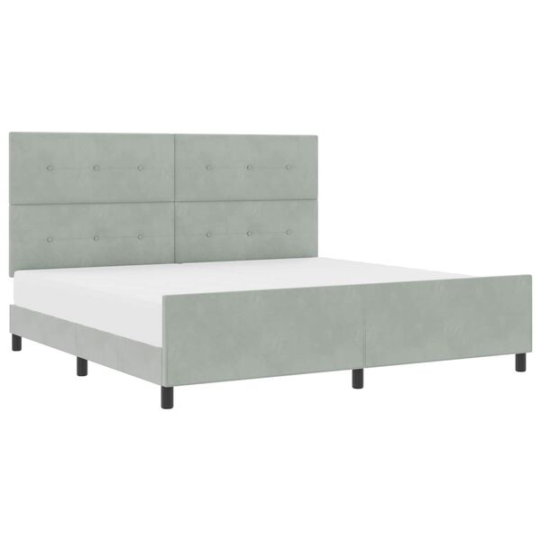 vidaXL Boxspringbett mit Kopfteil Hellgrau 200 x 200 cm Samt