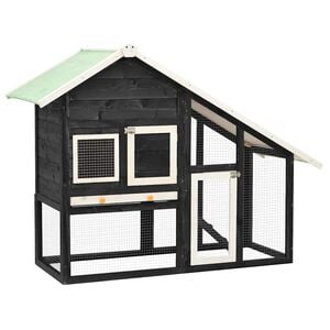 vidaXL Kaninchenstall Grau und Wei&szlig; 140x63x120 cm Tanne Massivholz