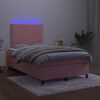 vidaXL Boxspringbett mit Matratze & LED Rosa 120x190 cm Samt