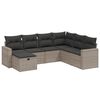 vidaXL 7-tlg. Garten-Sofagarnitur mit Kissen Grau Poly Rattan