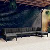 vidaXL 7-tlg. Garten-Lounge-Set mit Kissen Schwarz Kiefernholz