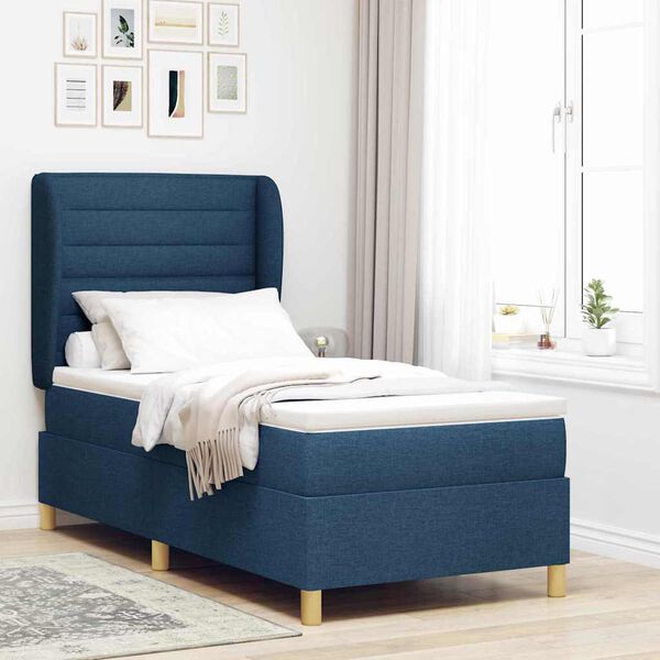 vidaXL Boxspringbett mit Matratze mit Kopfteil Blau 200 x 80 cm Stoff