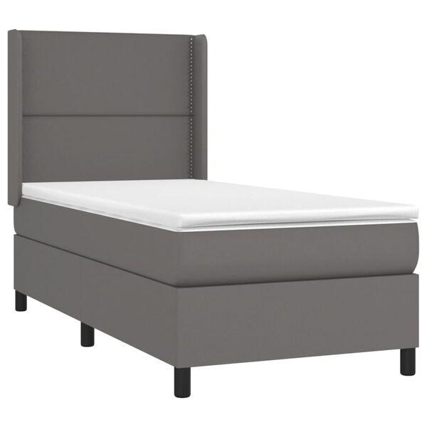 vidaXL Boxspringbett mit Matratze Grau 80x200 cm Kunstleder