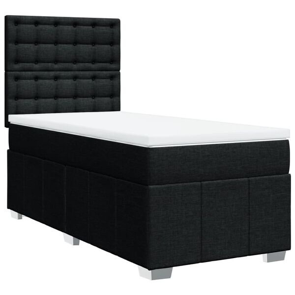 vidaXL Boxspringbett mit Matratze Schwarz 100x200 cm Stoff