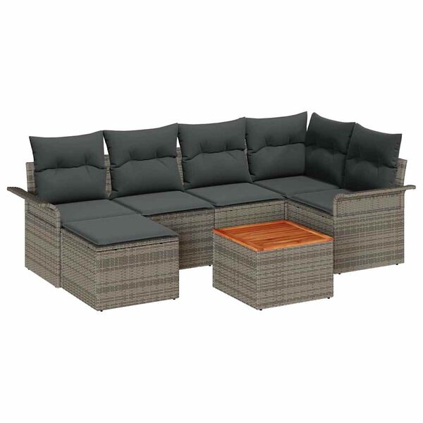 vidaXL Garten-Sofa-Set 7 pcs Grau Poly Rattan