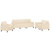vidaXL 3-tlg. Sofagarnitur mit Kissen Creme Samt