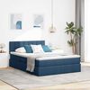 vidaXL Bett mit Stauraum und LED mit Matratze Blau 140 x 200 cm Stoff