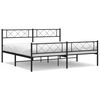 vidaXL Bettgestell mit Kopf- und Fu&szlig;teil Metall Schwarz 193x203 cm