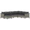 vidaXL 7-tlg. Garten-Lounge-Set mit Kissen Grau Poly Rattan