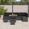 vidaXL Garten-Sofa-Set mit Kissen mit Speicher 9 pcs Schwarz