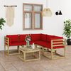 vidaXL 6-tlg. Garten-Lounge-Set mit Roten Kissen