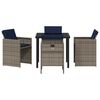 vidaXL Garten Essgruppe mit Kissen 5 pcs Grau Poly-Rattan