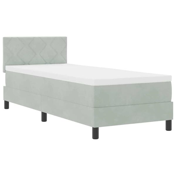 vidaXL Boxspringbett mit Matratze Hellgrau 80 x 200 cm Samt