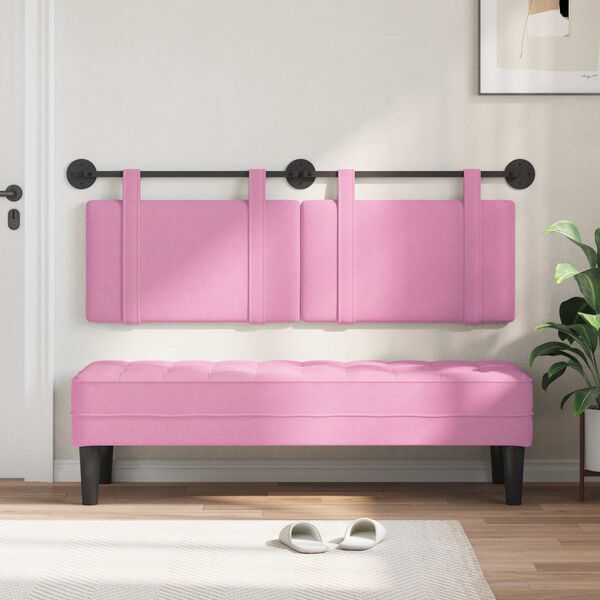 vidaXL H&auml;ngevorderseite Wandmontiert Uni Rosa 130 x 55 x 5 cm Stoff