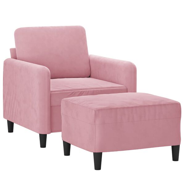 vidaXL Sessel mit Hocker Rosa 60 cm Samt
