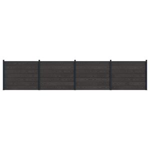 vidaXL Zaunelement 4 pcs WPC und Aluminium Schwarz