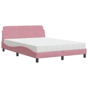 vidaXL Bett mit Matratze "Dover" Rosa 140x200 cm Samt