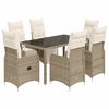 vidaXL 7-tlg. Garten-Bistro-Set mit Kissen Braun Poly Rattan