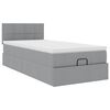 vidaXL Ottoman-Bett mit Matratze Hellgrau 90x200 cm Stoff