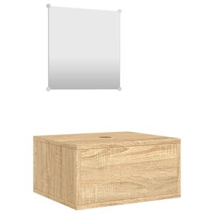 vidaXL 2-tlg. Badm&ouml;bel-Set Eichen-Optik Holzwerkstoff