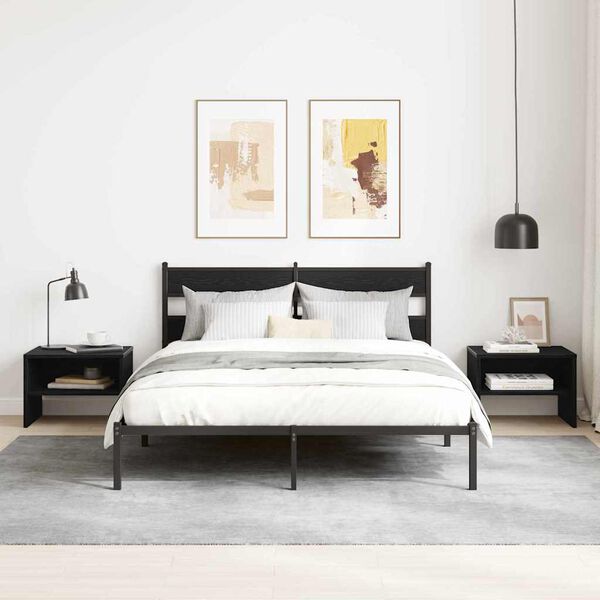 vidaXL Nachttisch Schwarz Eichen-Optik 40 x 40 x 30 cm Holzwerkstoff