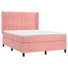 vidaXL Boxspringbett mit Matratze & LED Rosa 140x190 cm Samt