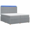 vidaXL LED Boxspringbett mit Matratze Hellgrau 200 x 200 cm Stoff