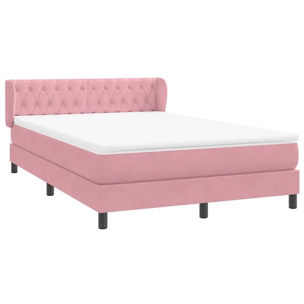 vidaXL Boxspringbett mit Matratze Rosa 160x210 cm Samt