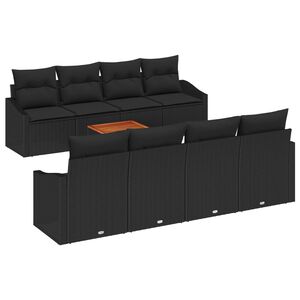 vidaXL Gartensofa-set mit Kissen 9 pcs Schwarz Poly-Rattan