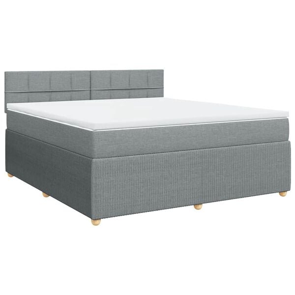 vidaXL Boxspringbett mit Matratze Hellgrau 180x200 cm Stoff