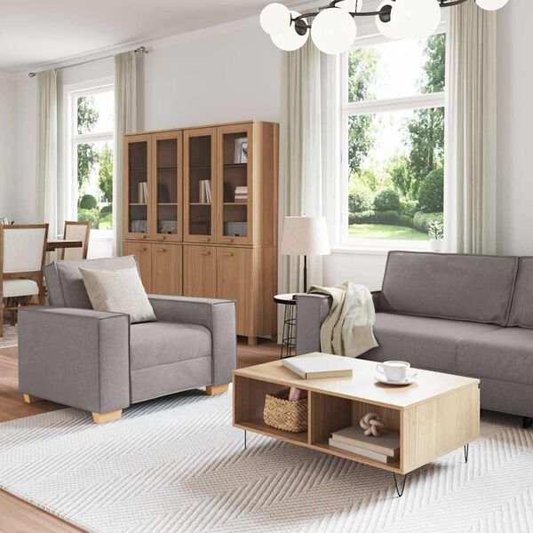 vidaXL Sofa 3 pcs Taupe 220 x 80 x 84 cm Leinenmischgewebe