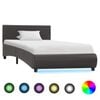 vidaXL Bettgestell mit LED Grau Kunstleder 90&times;200 cm