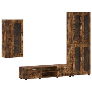vidaXL TV-Schrankset FLORIN 3 pcs Ger&auml;ucherte Eiche Holzwerkstoff