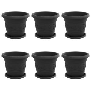 vidaXL Blument&ouml;pfe 6 pcs Schwarz &Oslash; 26 x 21,5 cm Kunststoff