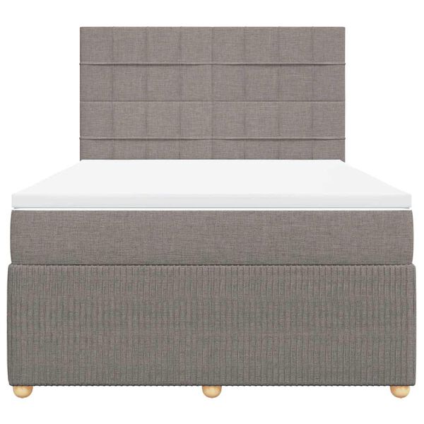vidaXL Boxspringbett mit Matratze Taupe 140x200 cm Stoff