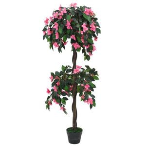 vidaXL K&uuml;nstliche Rhododendron-Pflanze mit Topf 155 cm Gr&uuml;n und Rosa