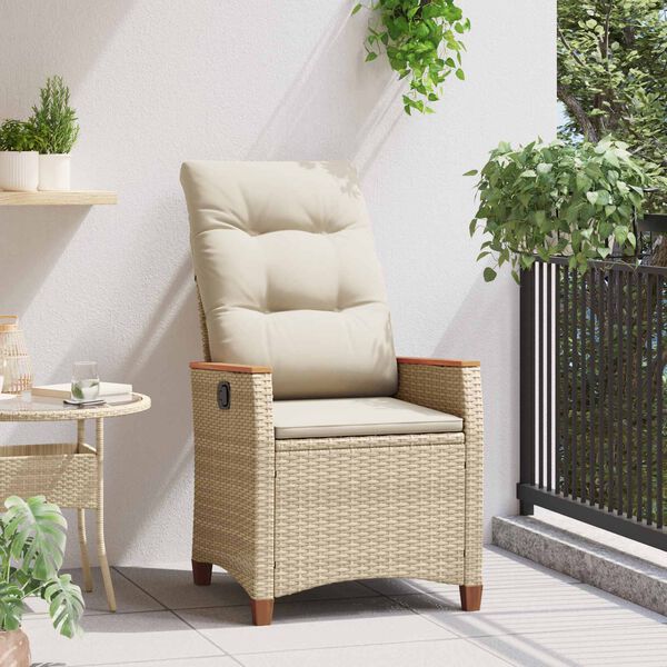 vidaXL Verstellbarer Gartenstuhl Beige und Creme 64 x 57,5 x 112 cm