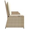 vidaXL Gartenbank Verstellbar mit Kissen Beige Poly Rattan