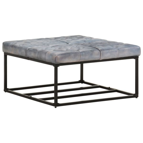 vidaXL Pouf Grau 80x80x43 cm Echtleder