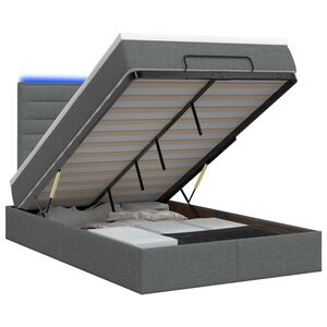 vidaXL Ottoman-Bett mit Matratze und LED Dunkelgrau 120 x 200 cm Stoff