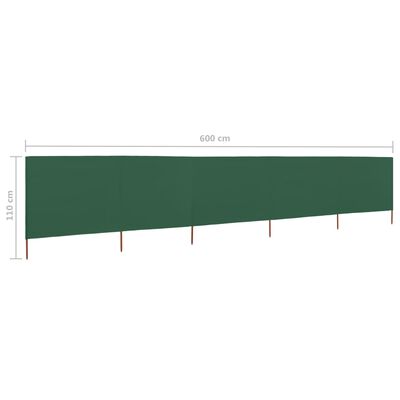 vidaXL 5-teiliges Windschutzgewebe 600 x 80 cm Grün