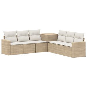 vidaXL Sofa Set 7 stk. Beige und Cremewei&szlig; Polyrattan und Stahl