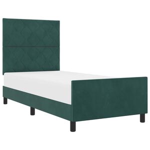 vidaXL Boxspringbett mit Kopfteil Dunkelgr&uuml;n 90 x 190 cm Samt