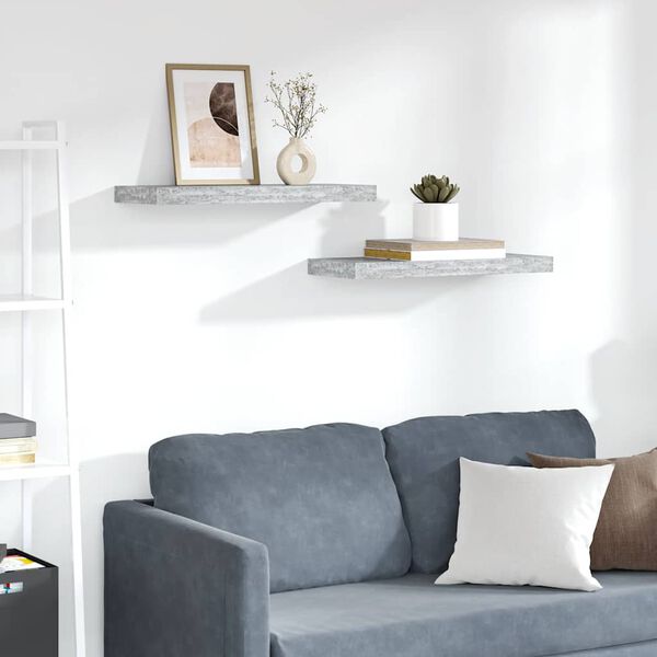 vidaXL Schweberegale 2 Stk. Betongrau 60x23,5x3,8 cm MDF