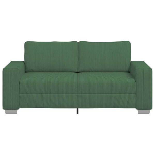 vidaXL Zweisitzer-Sofa Dunkelgr&uuml;n 140 cm Cordstoff